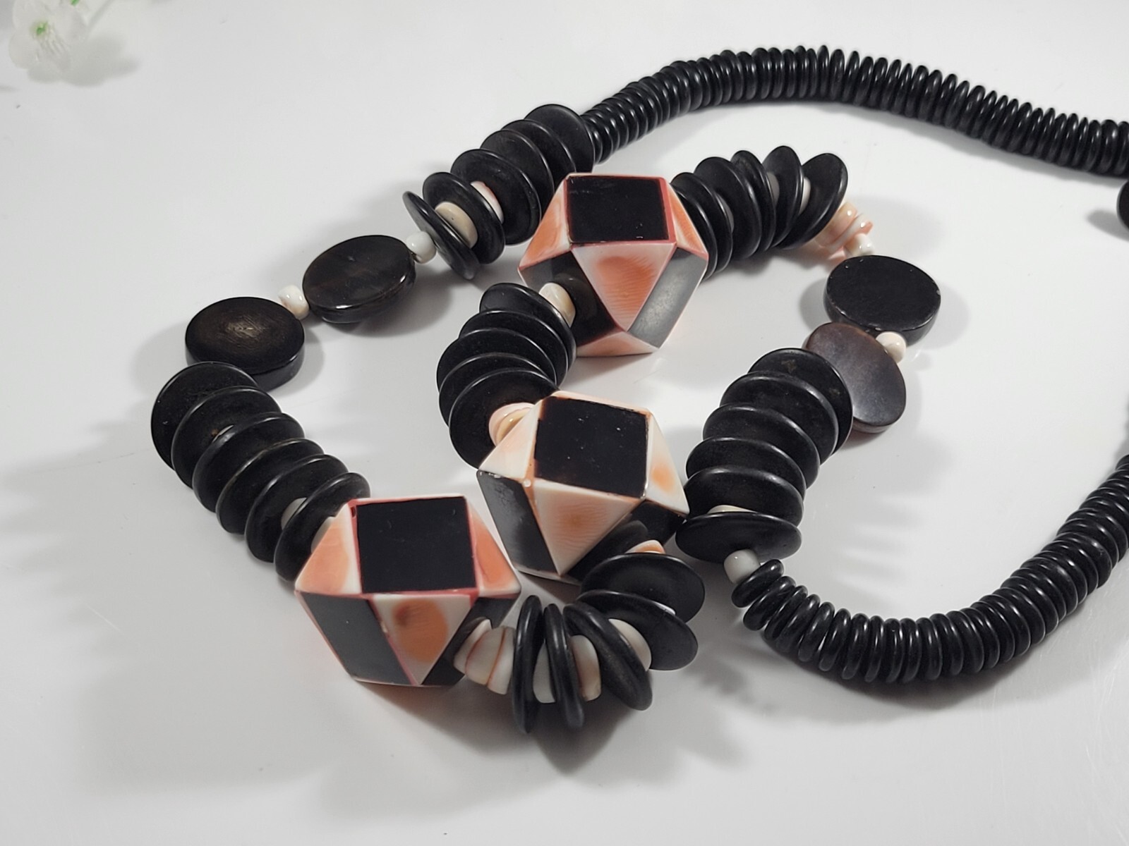 Long CHUNKY BOLD Shell Wood STATEMENT Graduating … - image 9