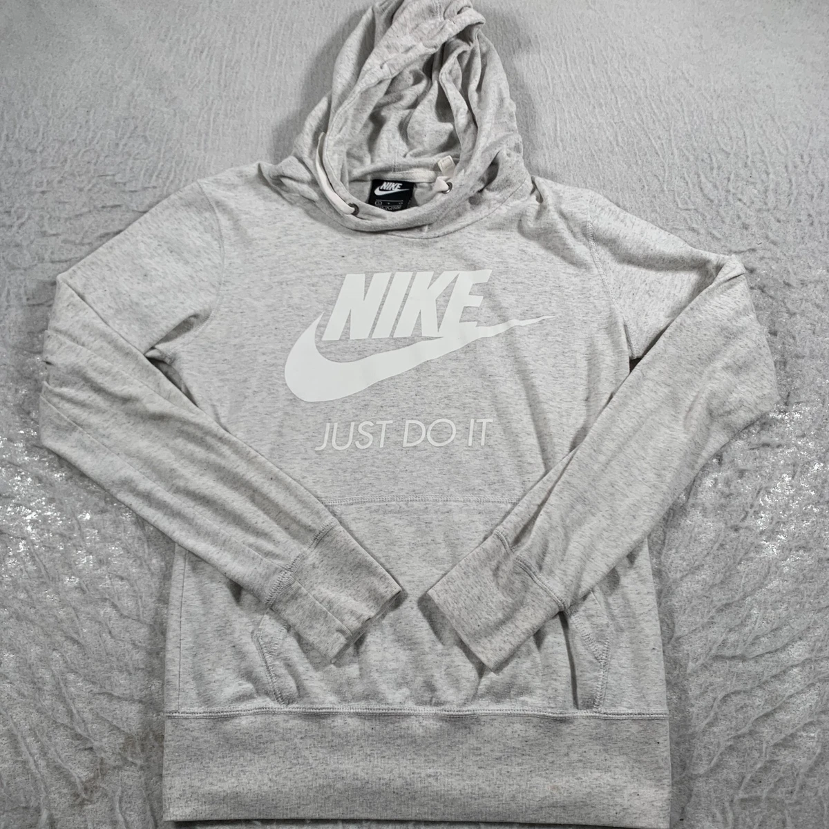 Nike Hoodie Womens Small Light Gray Sportswear Casual Just Do It Lightweight