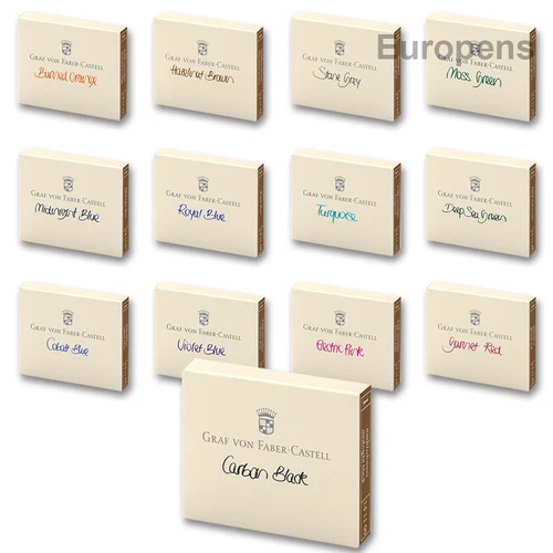 Graf Von Faber Castell Fountain Pen Ink Cartridges (PK of 6) - Choose Colour