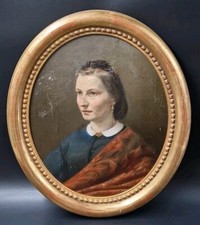 Olio Su Tavoletta Ritratto Della Tante "Marie" Pfyffer Eduard (1836-1899) XIX Se