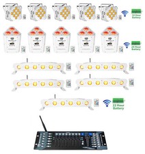  5 Rockville BEST PAR STRIP WEDGE White Wireless DMX Battery Lights Controller