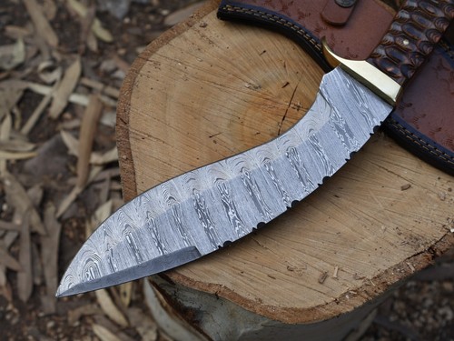 15"Kukri Knife Hand Made Damascus Blade Hunting Knife Bowie Knife W/S _BL-2553 - Picture 4 of 23