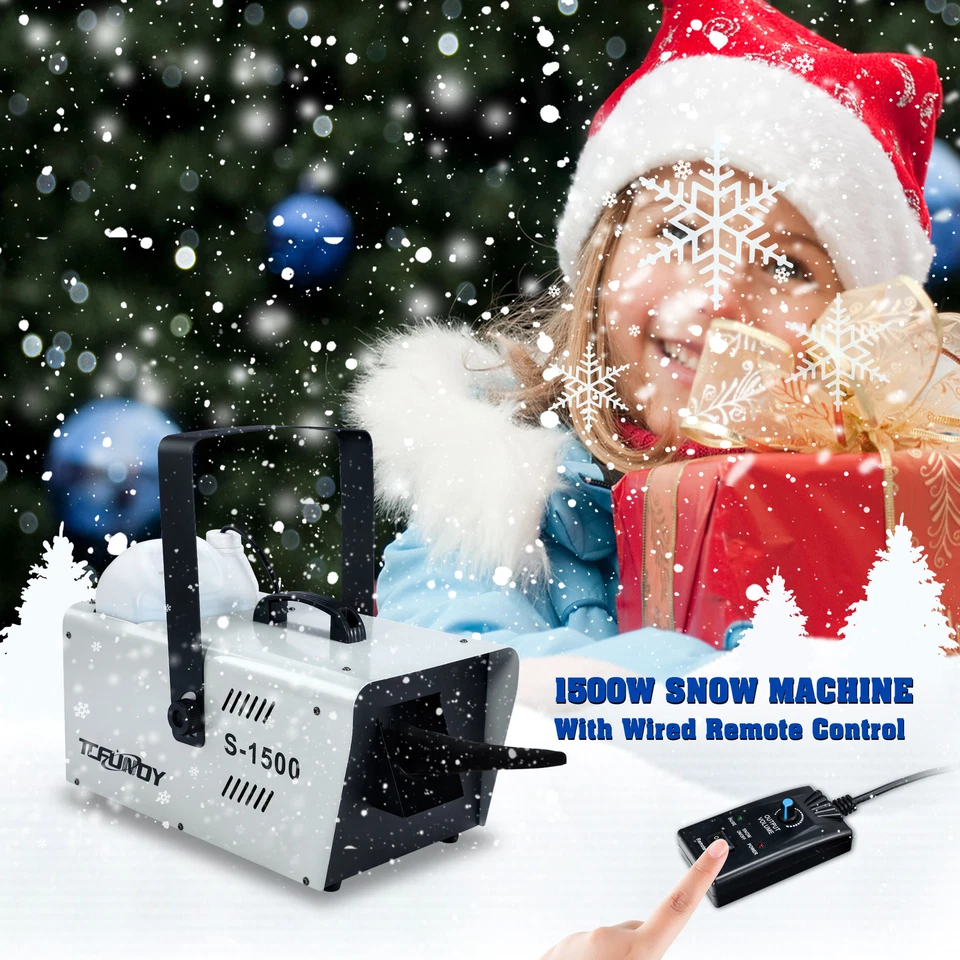 1500W Snow Machine Stage DJ Snow Flake Maker Effect Snowflake Machine Remote US - Image 4 of 4