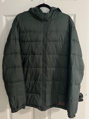 Vans Off The Wall Mens Hunter Green Puffer Hooded Jacket Sz Medium