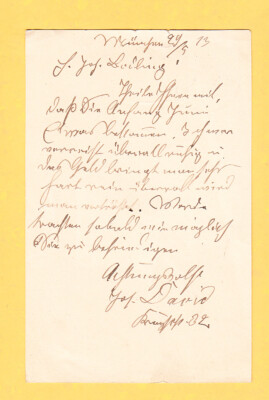 1913 München ( Firma ) Jos. David mit Autograph als Post nach Sohland
