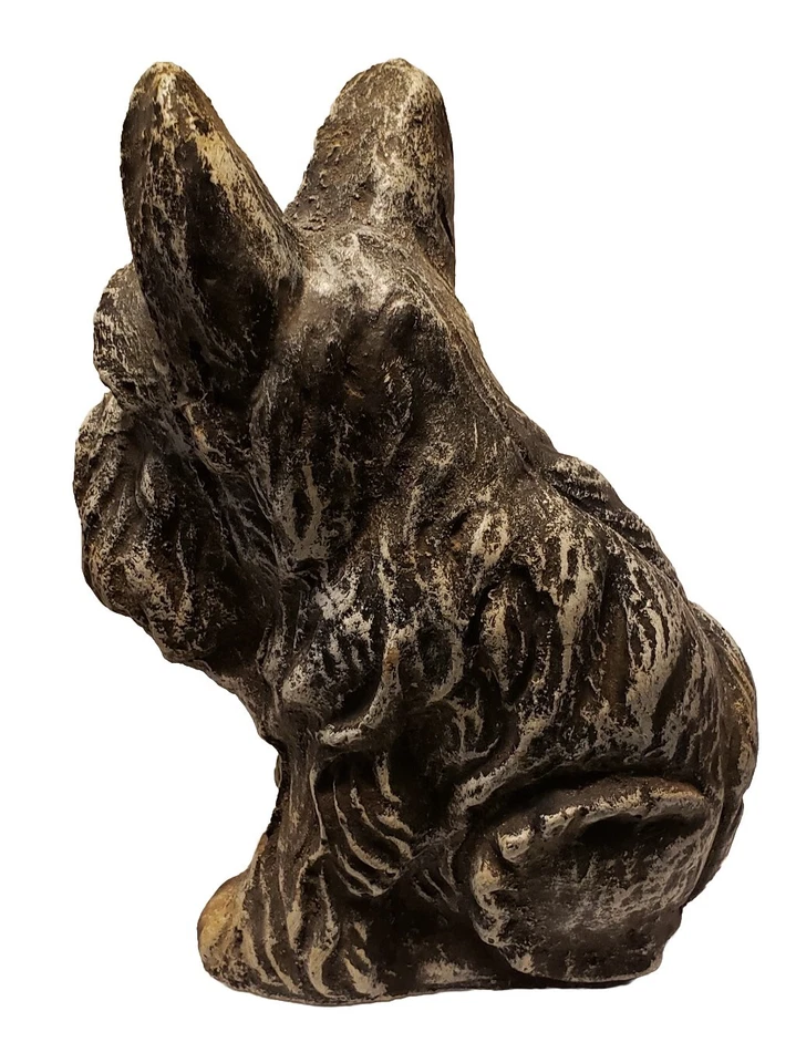 Estatua de perro escocés sentado de colección hormigón cemento negro gris/azul blanco decoración de patio Foto 4 de 4