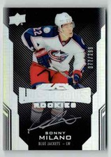 2016-17 UD BLACK SONNY MILANO ROOKIE AUTO 77/299 COLUMBUS BLUE JACKETS #45