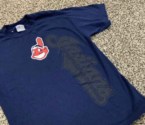 Cleveland Indians Chief Wahoo Blue Mens M Shirt MLB AL Central American Baseball - Picture 3 of 4