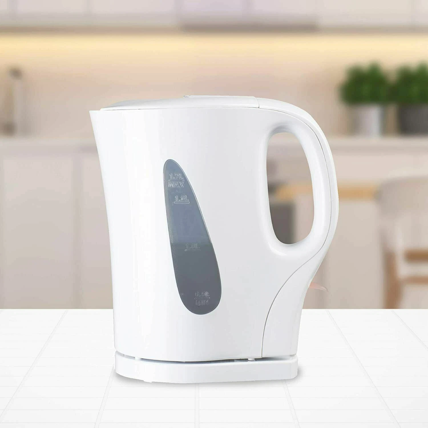 Fine Elements 1.7L Electric Kettle White Plastic Quick Boil Cordless Lightweight