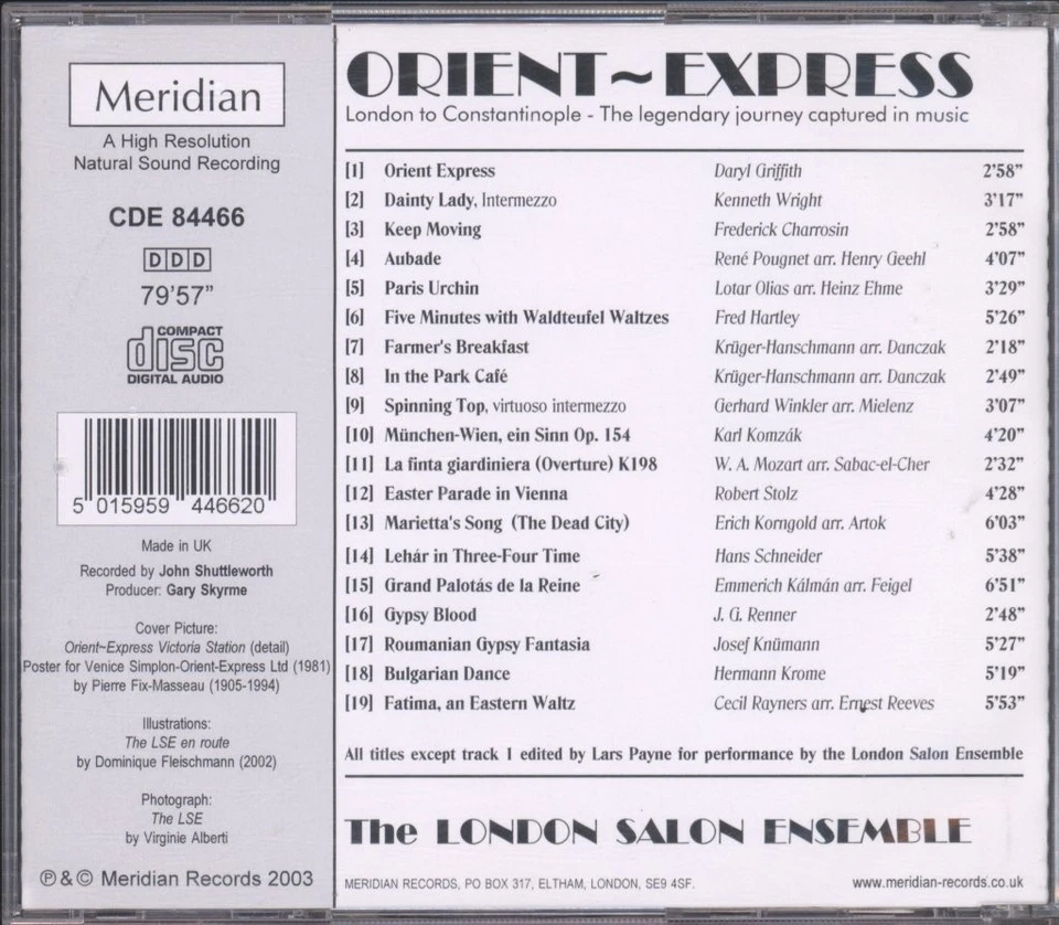 London Salon Ensemble Orient Express CD UK Meridian 2003 CDE84466 - Bild 2 von 3