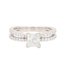 .98ctw Diamond Solitaire with Accents Engagement Ring 14k White Gold Size 4.5