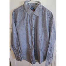 Robert Graham Men's XL Geometric Print Long Sleeve Button Up Shirt Blue Gray