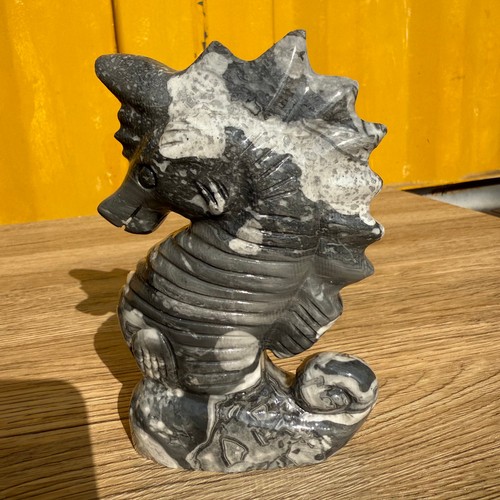5.5" natural Zebra stone Seahorse hand carved Quartz Crystal Reiki Healing - Picture 8 of 16