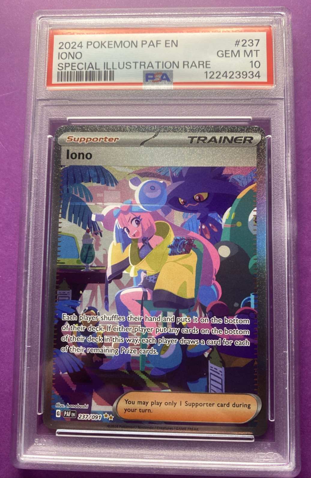 Iono 237/091 Paldean Fates Special Illustration Rare PSA 10