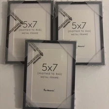 Pack of 3 - Fun Memories Black Aluminum Picture Frames 5" x 7" New in Box!
