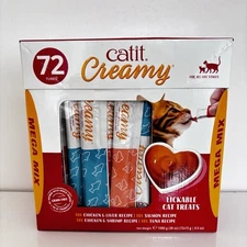 Catit Creamy Lickable Cat Treats Mega Mix 72-Count 4 Flavor Variety Pack