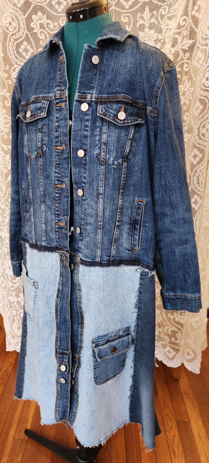 Upcycled Denim Jacket  - Deconstructed Patchwork … - image 8