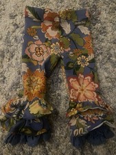 Matilda Jane Clothing Girl's Floral Garden Big Ruffle Pants Blue Size 18/24M