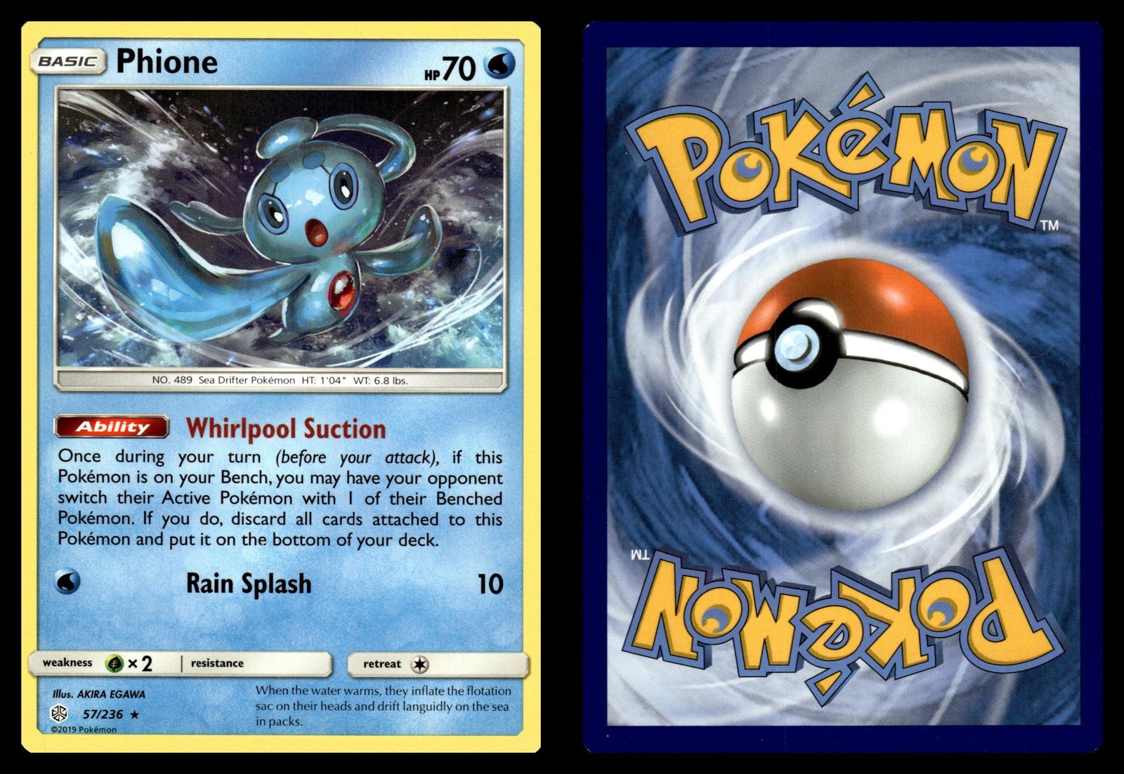 Phione 57/236 Rare Cosmic Eclipse Pokemon Near Mint