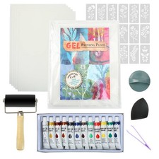 Gel Printing Plate Kit 8x10 Inch Mixed Media Art Reusable Plate Brayer