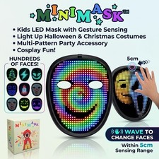 Interactive LED Mask with Gesture Control , 50 Light Patterns , Rechargeable Fun