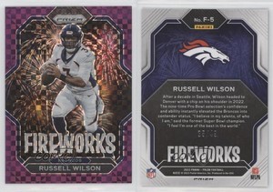 2022 Panini Prizm Fireworks Purple Power Prizm /49 Russell Wilson #F-5