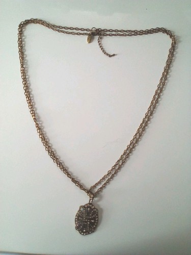 VG Signed Jewel Kade Long Layered Chain Necklace With Encrusted Crystal Pendant - Picture 2 of 10