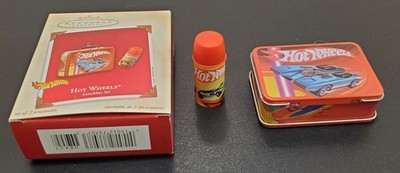 Hallmark KEEPSAKE Lunch Box Set Christmas Ornaments Hot Wheels with Box