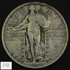 1920 Standing Liberty Silver Quarter 25C ('E' Die Clash!)