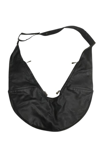 Sash Bag Faux Leather Black Tan Reversible pockets storage travel - Picture 4 of 10