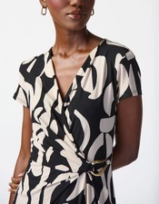 Joseph Ribkoff - Abstract Print Silky Knit Wrap Dress FINAL SALE PRICE