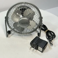 USB Desk Fan w/ AC Adapter - 4 Inch Metal Construction - #A14B1407 One speed