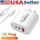 For iPhone 17 16 15 iPad Fast Charger 40W Double PD USB C Adapter Type C Cable