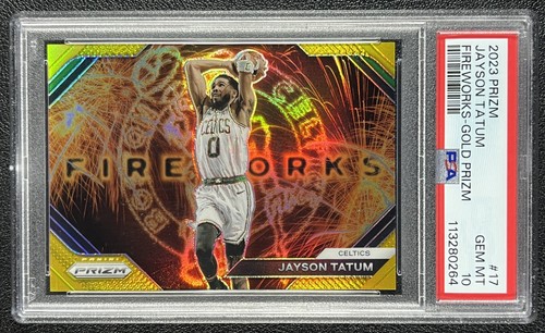 JAYSON TATUM PSA 10 2023-24 PANINI PRIZM #17 FIREWORKS GOLD 1/10 CELTICS