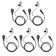 2 Pin Headset Walkie Talkie Earpiece with PTT Mic and Soft Silica Gel G Shape...
