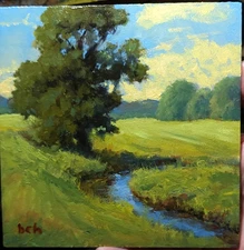 Original Landscape Oil Painting. 6x6 Oil On On Ampersand Panel.