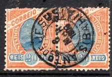 BRAZIL 20 reis pair – SANTO ANTONIO DE JESUS centered crisp town canceL   #E-021