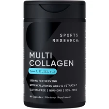 Multi Collagen 1600mg (Type I, II, III, V, X) Hyaluronic Acid + Vit C Anti-Aging