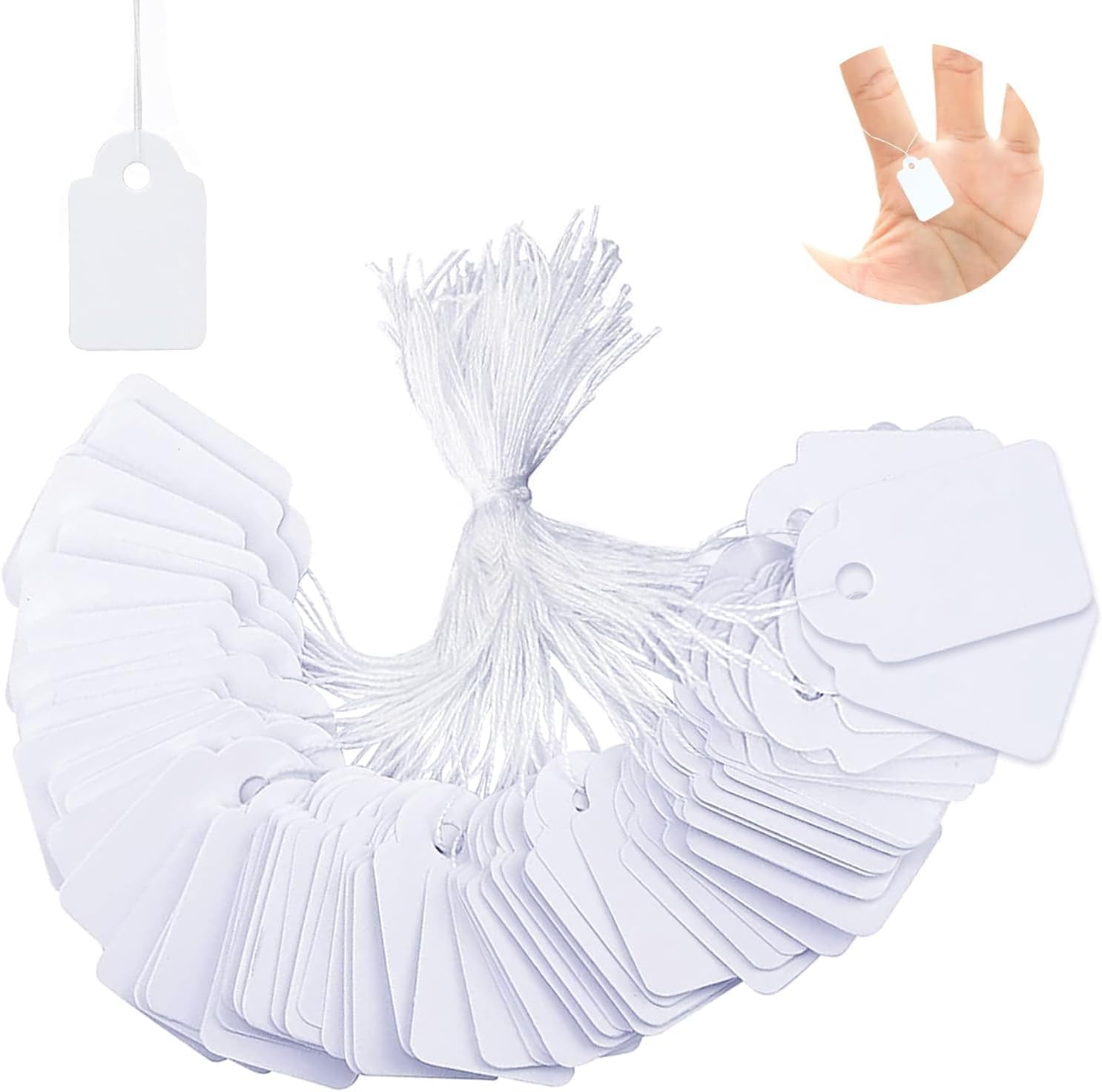 500-Pack Small Hang Strung Price Tags with String – Durable Pricing Labels for J