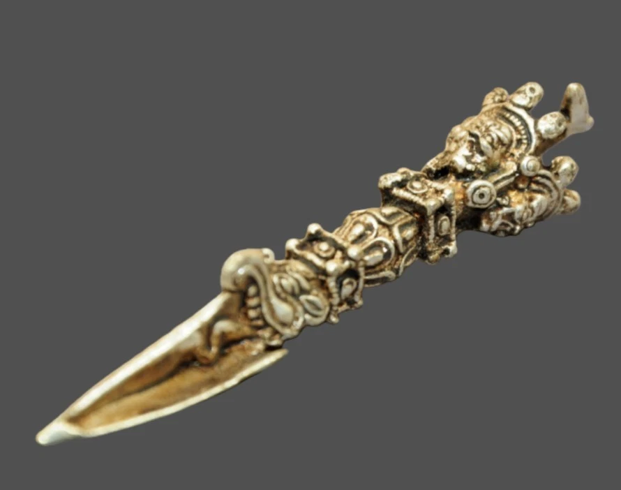 Pingente budista tibetano Vajrakilaya esculpido em tom de prata amuleto religioso joia - Imagem 3 de 4