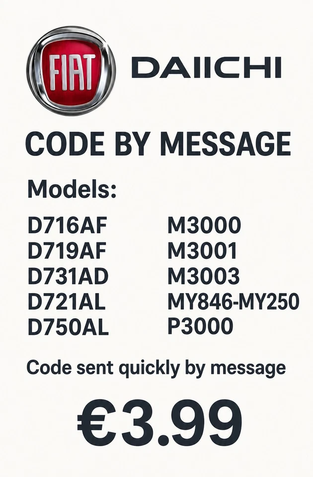 Codice Sblocco Radio Fiat Daiichi – Rapido, Facile e Sicuro - Photo 1/3