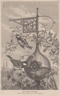 Orig. Holzstich: Eine ''höhere'' Kinderstube. Nach der Natur aufgenommen von Emil 