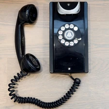 Vintage Bell System Wall Rotary Telephone Handset Black Nice Working Condition