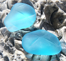 Sea Glass, Two Small Blue with a Dimond Pattern, Great for Artist