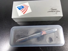 FISHER CHROME BULLET SPACE PEN ~ AMERICAN FLAG PEN ~ PATRIOTIC ~ STARS & STRIPES