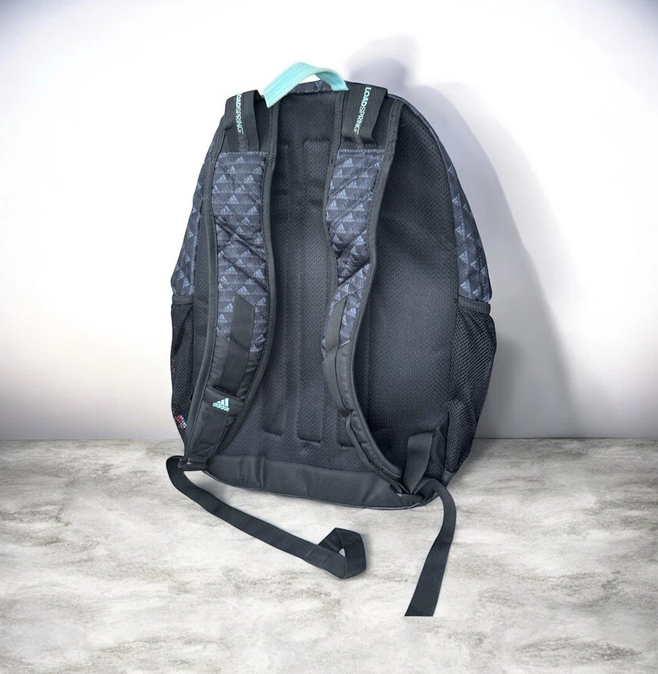 Mochila Adidas preta/azul-petróleo mola de carga 5 compartimentos bolsa escolar - Imagem 4 de 4