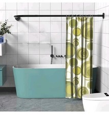 Curved Shower Curtain Rod Stretchable Corner Rod Adjustable L Shaped Black