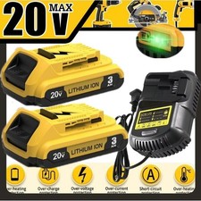 2PACK Dewalt DCB203 20V Max Battery 3.0Ah Lithium Ion Li-Ion 20 Volt /Charger