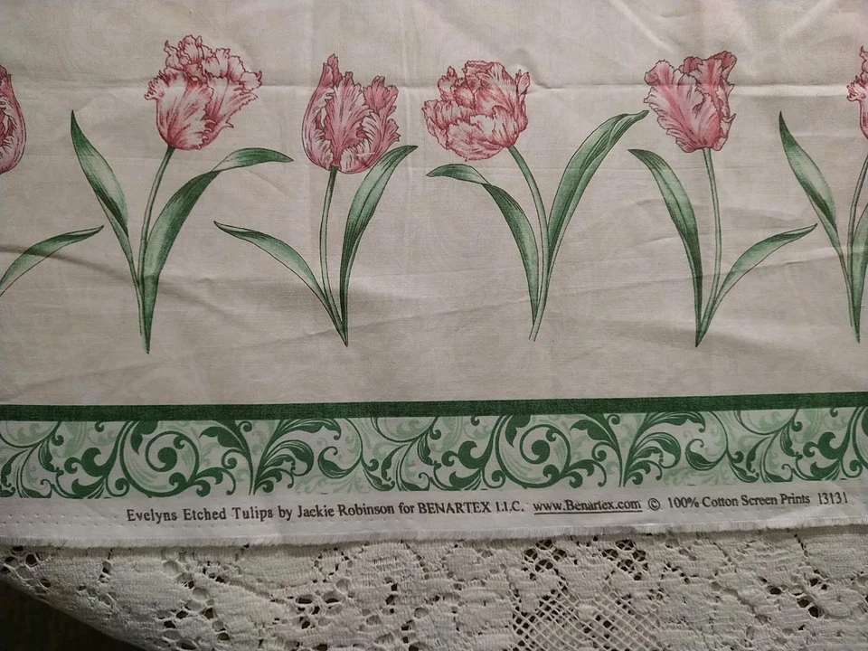 Benartex Evelyn's Etched Tulips Panel Quilt Sew Fabric Jackie Robinson 23x44" - Image 3 of 4