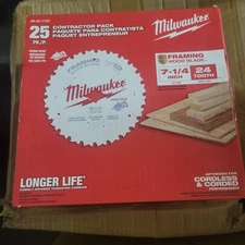 Milwaukee 48-40-1723 7-1/4" 24T Worm Drive Framing Circular Saw Blades - 25 pk